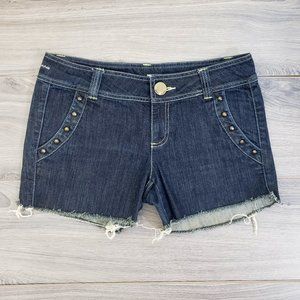 DKNY Studded Cut Off Jean Shorts Dark Blue Size 9
